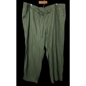 Old Navy Linen Blend Pants XXL 2X Womens Pull On Loose Leg Green Resort Wear